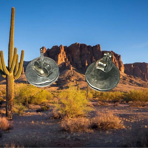 Sterling Silver Zuni Sun Face Stud Earrings 3/8”. - Picture 2 of 2